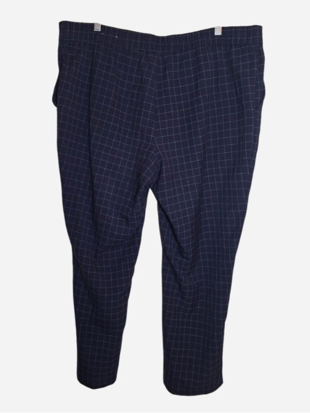 One by Chapter One Stretch Pants Wmns XL Relaxed Navy Blue Check Windowpane Grid